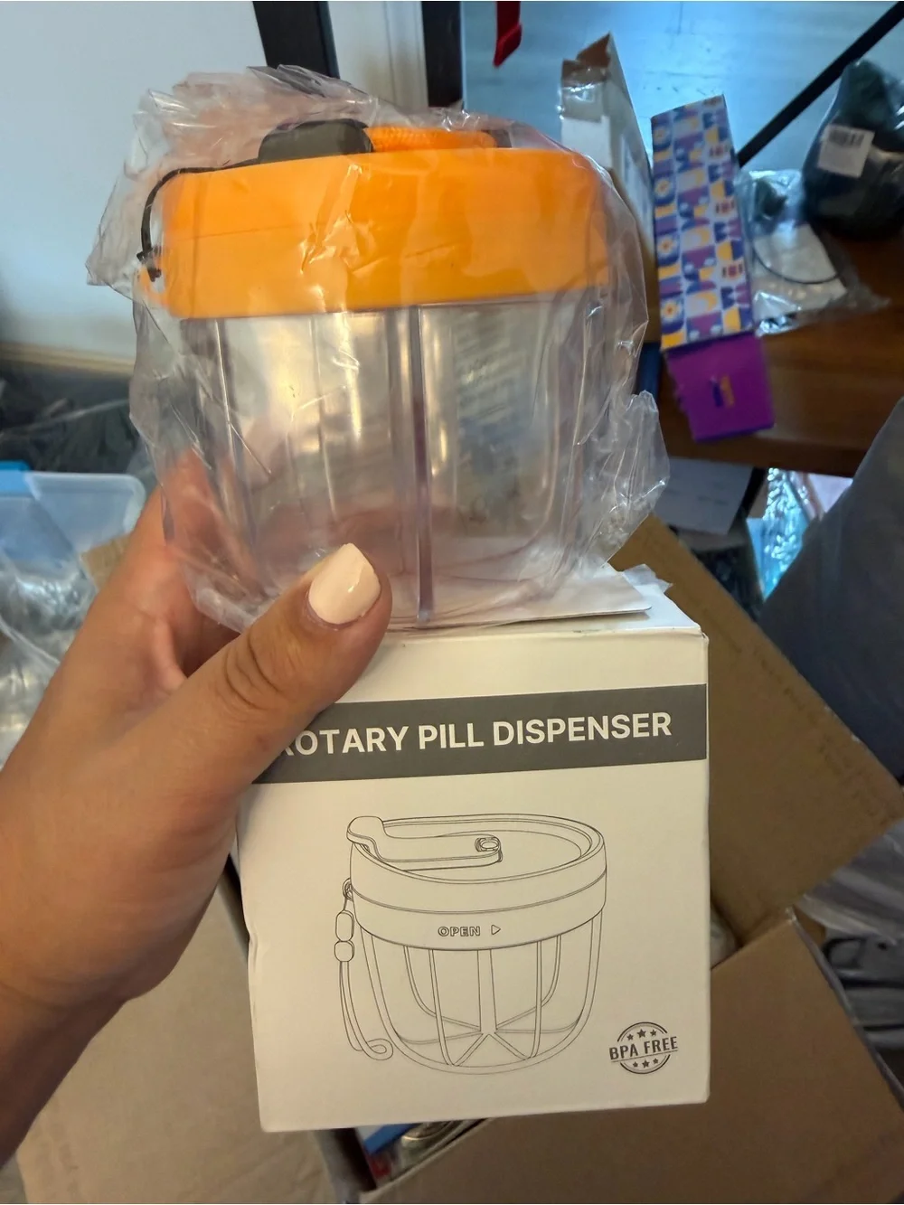 Rotary Pill Dispenser - Orange Top